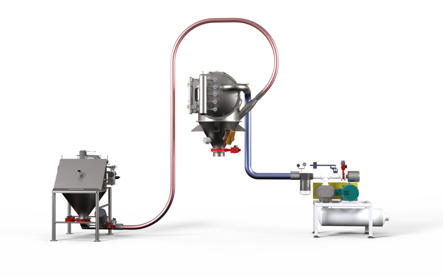 Rendering of the Vacuum dilute phase pneumatic conveying system